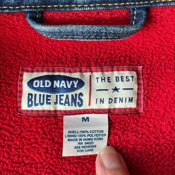 Vintage Old Navy Blue Jeans jacket with red lining - Picture 3 of 6